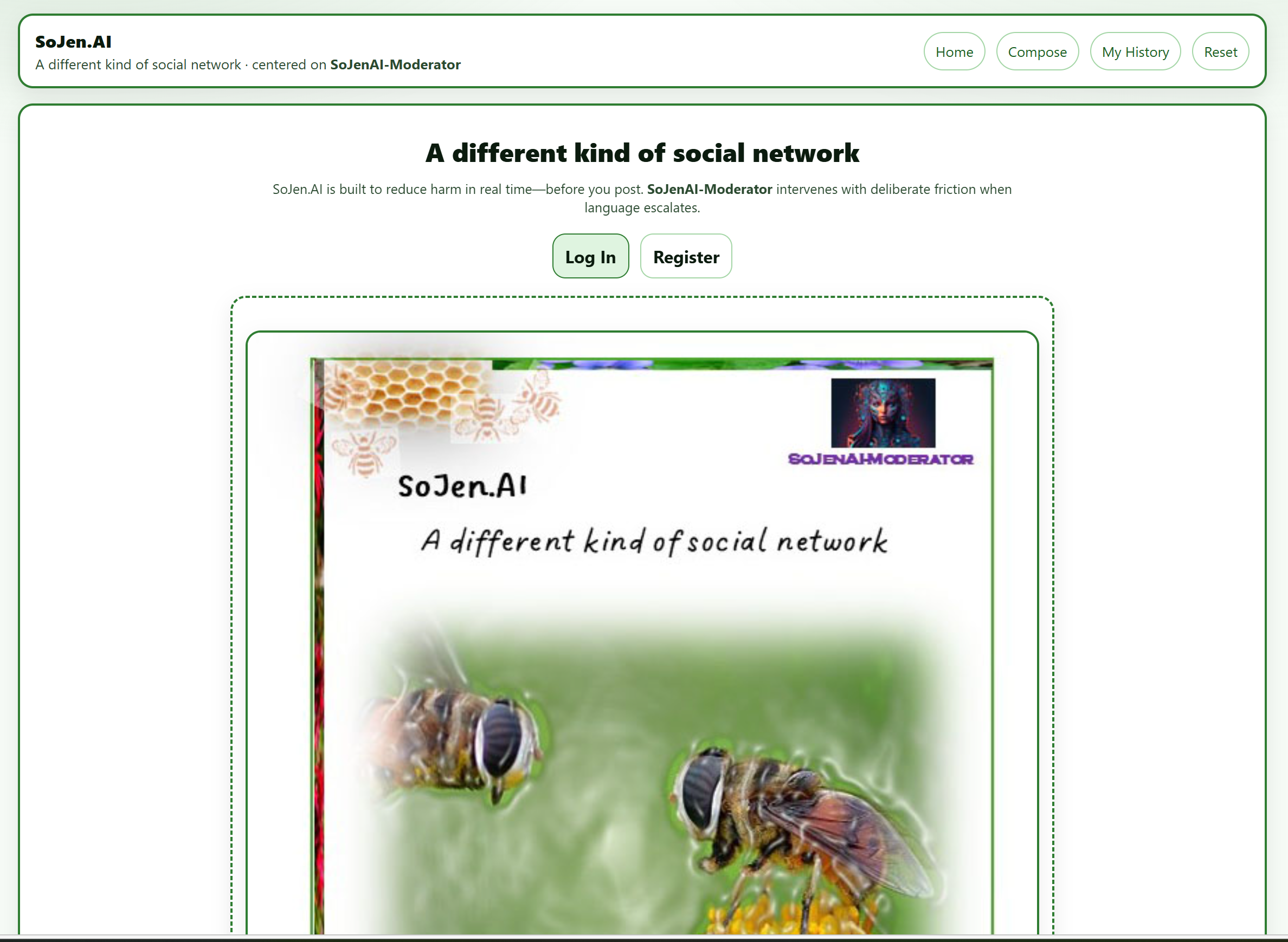 SoJen.AI Social Network MVP login preview